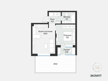 45 м², 1-комнатная квартира 6 990 000 ₽ - изображение 38