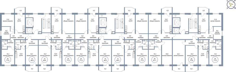 91,1 м², 3-комнатная квартира 9 050 000 ₽ - изображение 7