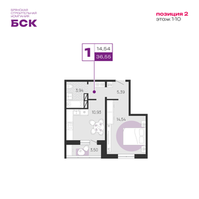 Квартира 36,6 м², 1-комнатная - изображение 1