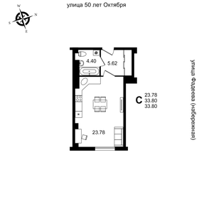 Квартира 33,8 м², студия - изображение 1