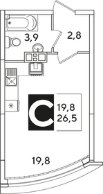 23 м², квартира-студия 3 400 000 ₽ - изображение 74