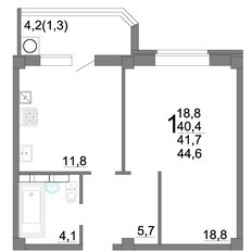 Квартира 44,6 м², 1-комнатная - изображение 3