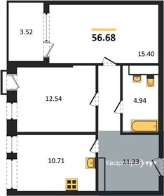 Квартира 56,7 м², 2-комнатная - изображение 1