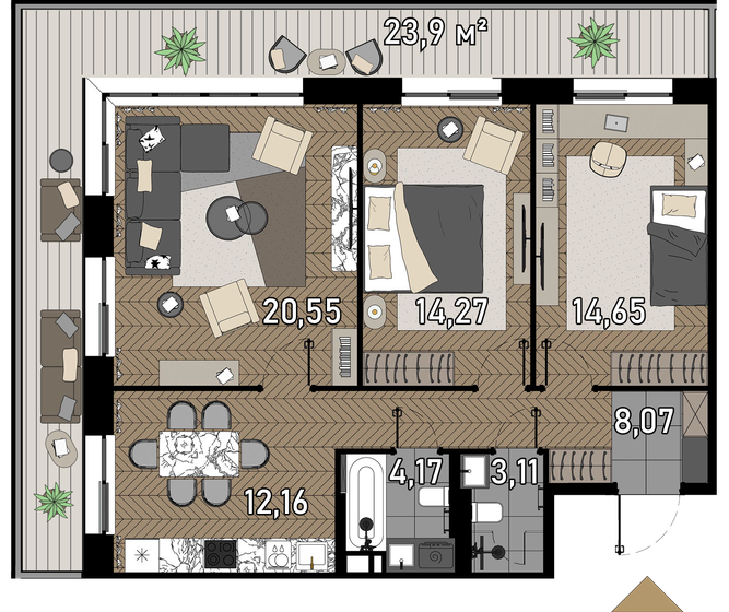 78,3 м², 3-комнатные апартаменты 36 397 792 ₽ - изображение 1