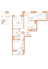 63,7 м², 3-комнатная квартира 7 150 000 ₽ - изображение 84