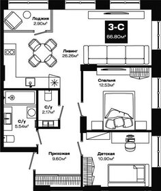 Квартира 66,8 м², 2-комнатная - изображение 2