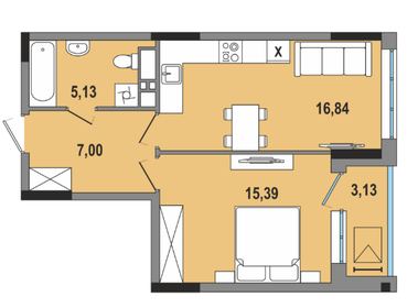 Квартира 47,5 м², 2-комнатная - изображение 1