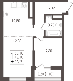 55,6 м², 1-комнатная квартира 6 300 000 ₽ - изображение 23