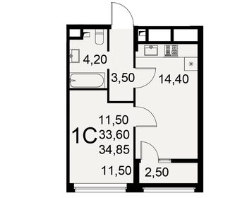 39,8 м², 1-комнатная квартира 3 701 400 ₽ - изображение 6