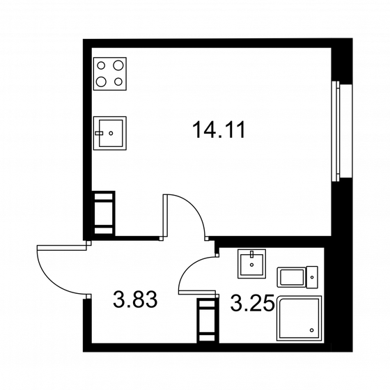 21,2 м², квартира-студия 3 877 770 ₽ - изображение 1