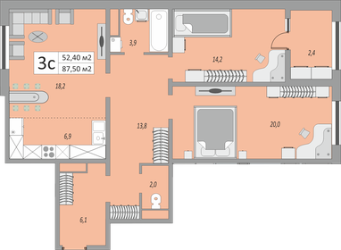 81,9 м², 3-комнатная квартира 6 199 900 ₽ - изображение 39