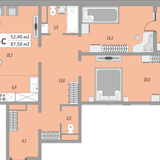 Квартира 87,5 м², 3-комнатная - изображение 2