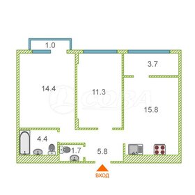 Квартира 57,2 м², 2-комнатная - изображение 1