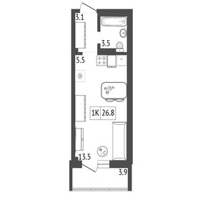 33 м², 1-комнатная квартира 3 200 000 ₽ - изображение 65