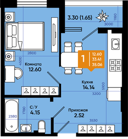 Квартира 35,1 м², 1-комнатная - изображение 1