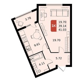 41 м², 1-комнатная квартира 6 954 585 ₽ - изображение 18