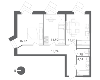 Квартира 60,7 м², 2-комнатная - изображение 1