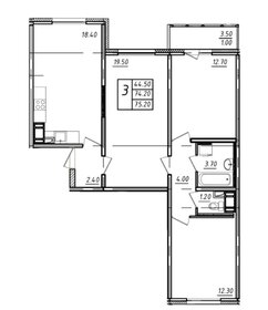 Квартира 75,2 м², 3-комнатная - изображение 1