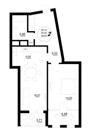 Квартира 58,6 м², 2-комнатная - изображение 1
