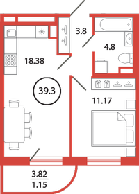 40,5 м², 1-комнатная квартира 7 648 011 ₽ - изображение 76