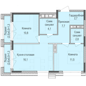 Квартира 58,7 м², 2-комнатная - изображение 1