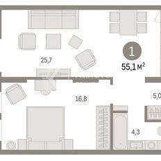 Квартира 55,1 м², 1-комнатная - изображение 4