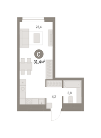 Квартира 31,4 м², студия - изображение 1