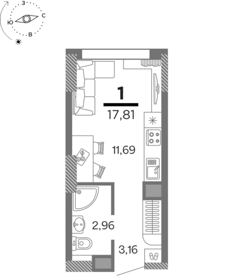 17,8 м², 1-комнатная квартира 2 445 284 ₽ - изображение 1