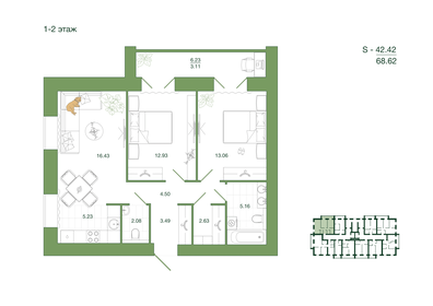 62,6 м², 2-комнатная квартира 5 900 000 ₽ - изображение 32