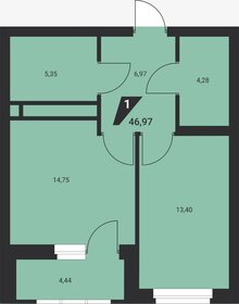 Квартира 47 м², 1-комнатная - изображение 2