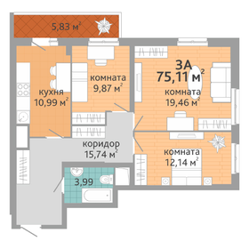 80,4 м², 3-комнатная квартира 7 750 000 ₽ - изображение 96