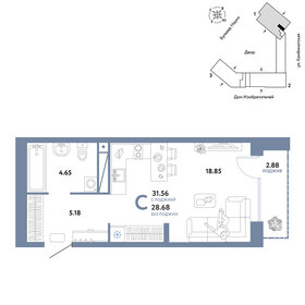32,9 м², квартира-студия 5 870 000 ₽ - изображение 55