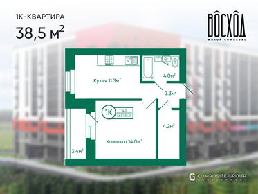 Квартира 38,5 м², 1-комнатная - изображение 1