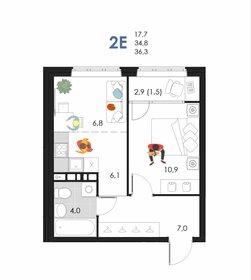 36,3 м², 2-комнатная квартира 4 257 990 ₽ - изображение 1