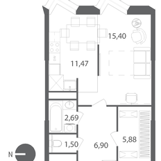 Квартира 43,8 м², 1-комнатная - изображение 3