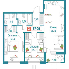 67,1 м², 2-комнатная квартира 12 929 168 ₽ - изображение 12