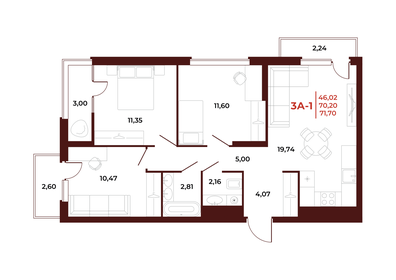 80,6 м², 3-комнатная квартира 7 700 000 ₽ - изображение 33