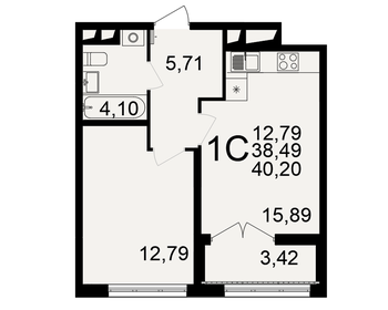 40,2 м², 1-комнатная квартира 4 221 000 ₽ - изображение 3