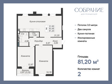 84,1 м², 2-комнатная квартира 31 098 500 ₽ - изображение 67