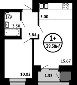 39,4 м², 1-комнатная квартира 5 591 960 ₽ - изображение 7
