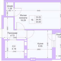 Квартира 35,9 м², 1-комнатная - изображение 2