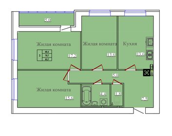 92 м², 3-комнатная квартира 11 000 000 ₽ - изображение 33