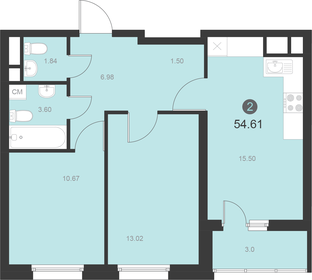 55,3 м², 2-комнатная квартира 10 071 000 ₽ - изображение 15