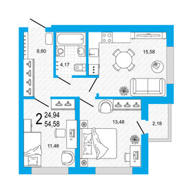 54,1 м², 2-комнатная квартира 4 900 000 ₽ - изображение 114