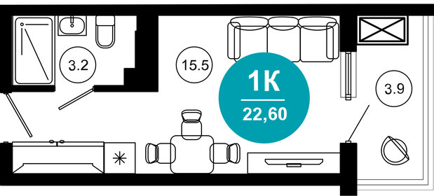 32,1 м², 1-комнатная квартира 11 000 000 ₽ - изображение 98