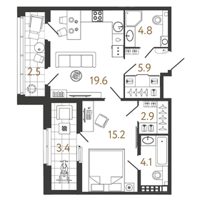 Квартира 52,5 м², 1-комнатная - изображение 1