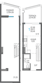 Квартира 56,3 м², 1-комнатная - изображение 1