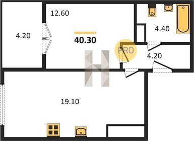 Квартира 40,3 м², 1-комнатная - изображение 1