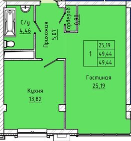 Квартира 49,5 м², 1-комнатная - изображение 1