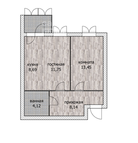 Квартира 46,1 м², 2-комнатная - изображение 1